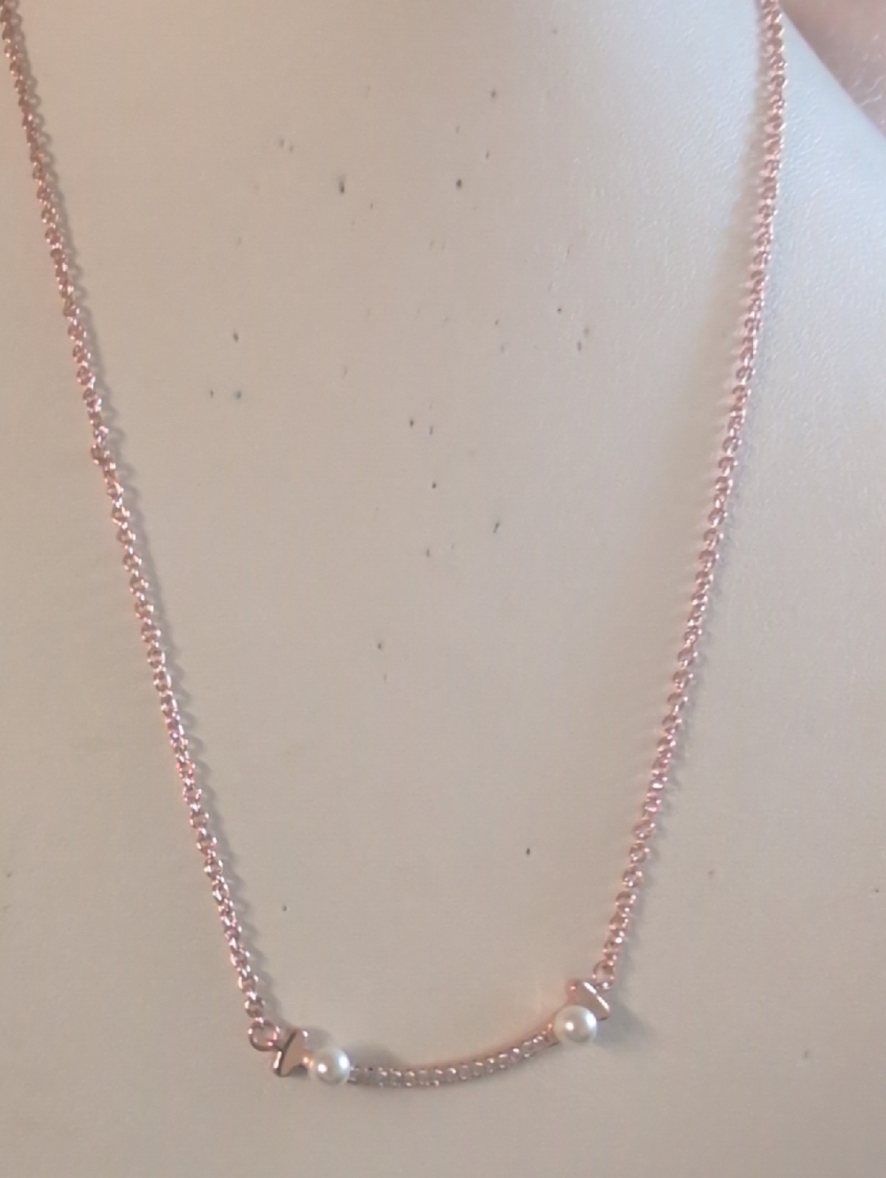 Park Lane Rose Gold Pearl & Rhinestone Accent Bar Necklace - Women's Jewelry